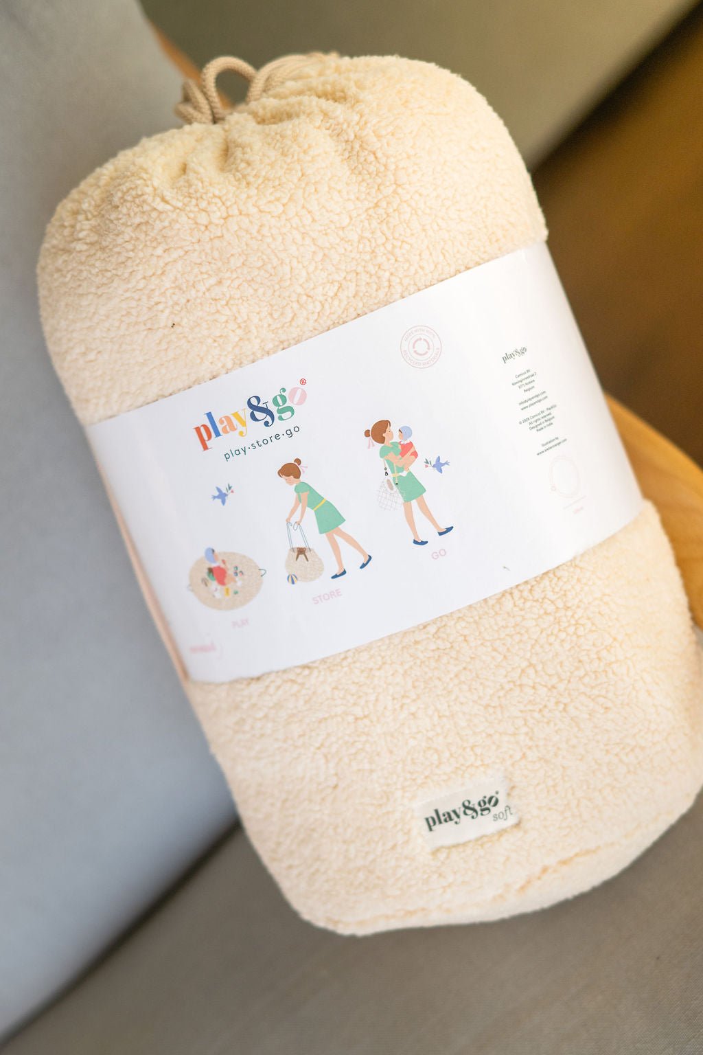 Opbergzak speelmat Noomad Soft Teddy Beige - Opbergers Play&go - In den Olifant