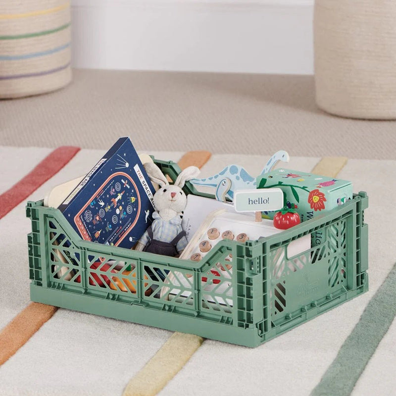 Opvouwbaar kratje Midibox Foldable Crate Almond Green - 40 x 30 x 15 cm - Opbergers Aykasa - In den Olifant