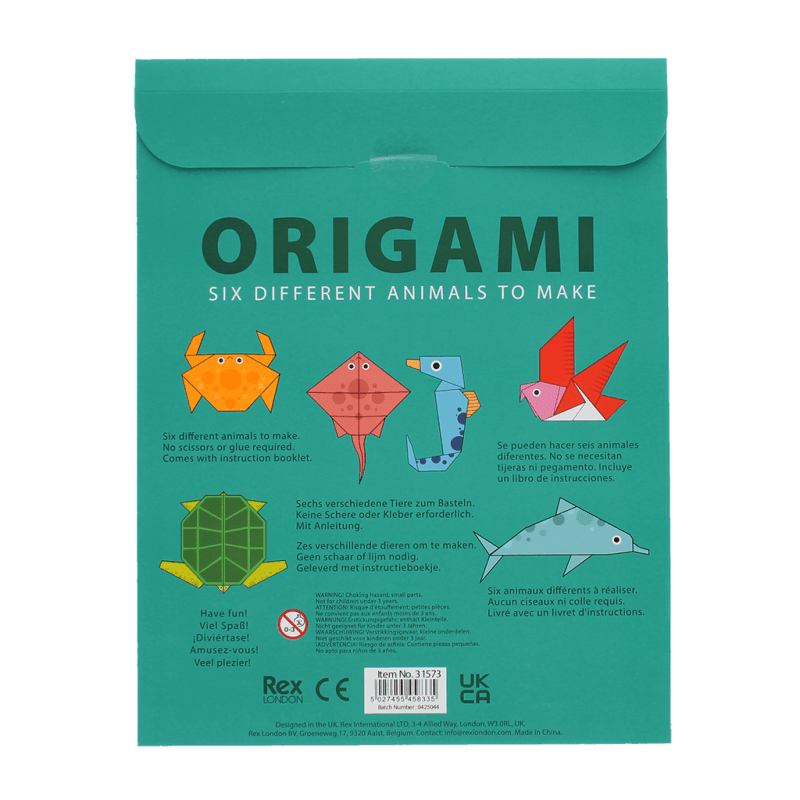Origami set - Maak je eigen origami dieren - Knutselsets REX London - In den Olifant