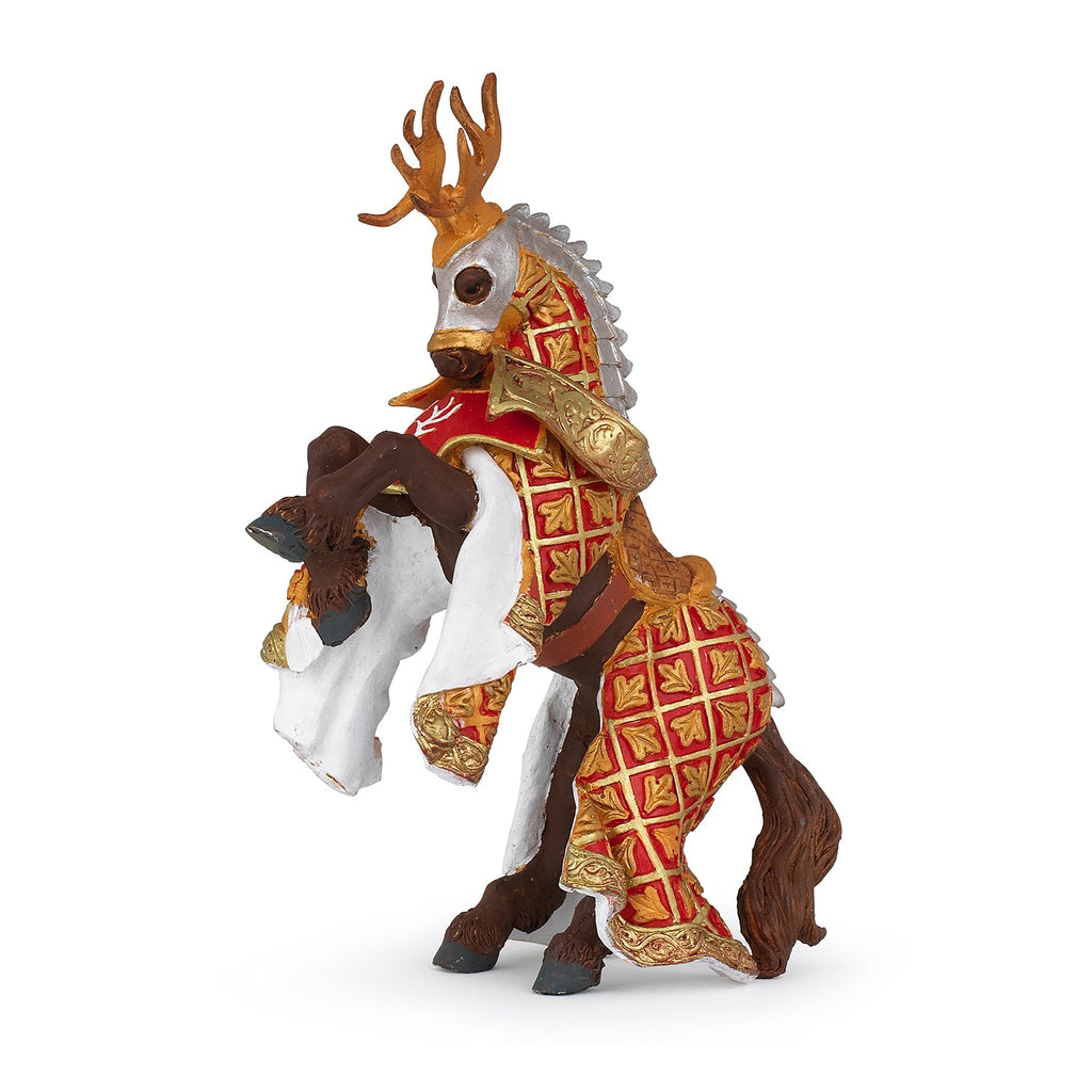 Paard van de wapenmeester met hertenhelm - Speeldieren Papo - In den Olifant