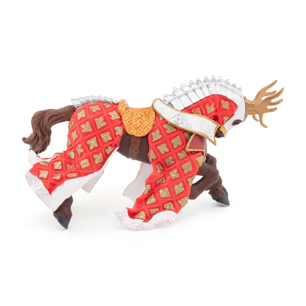 Paard van de wapenmeester met hertenhelm - Speeldieren Papo - In den Olifant