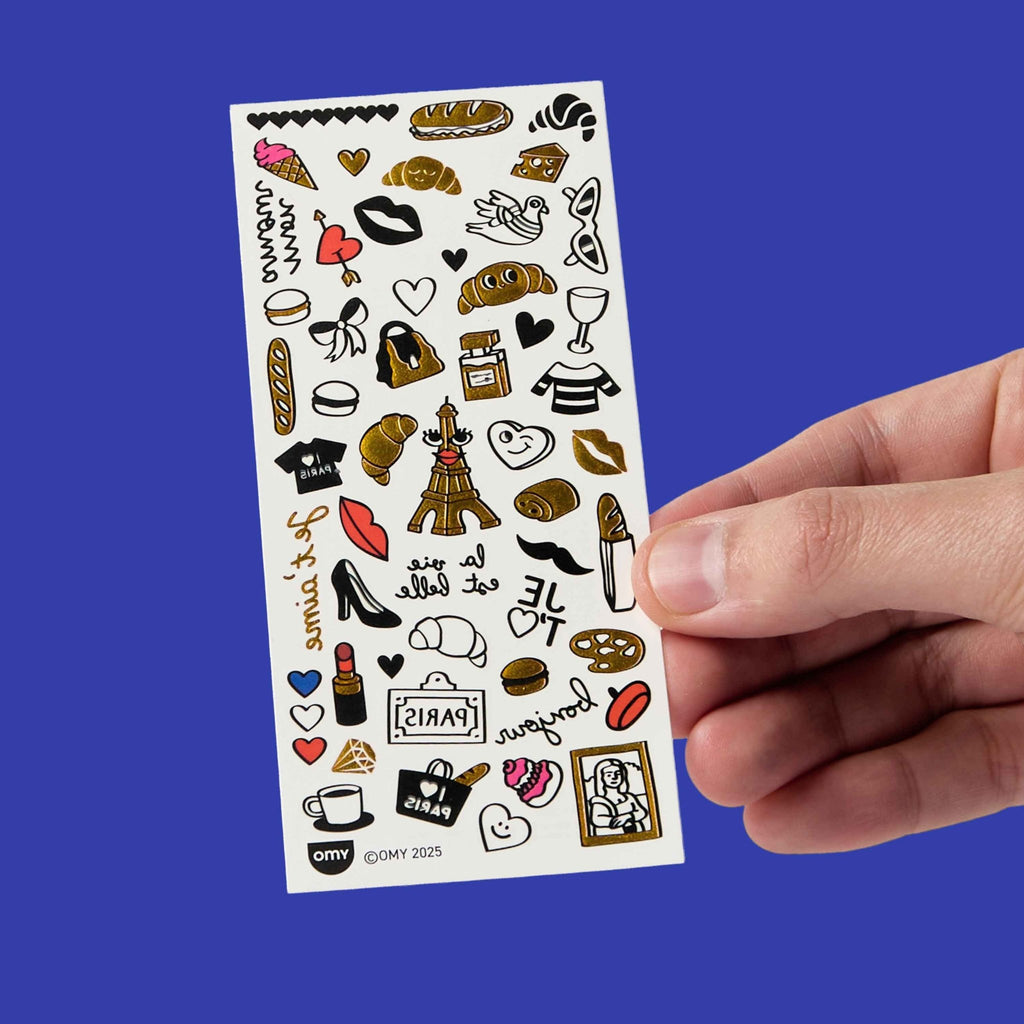 Plaktattoos Flash Tattoo I Love Paris - 52 stuks - Kinderschmink en tattoos Omy - In den Olifant