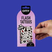 Plaktattoos Flash Tattoo I Love Paris - 52 stuks - Kinderschmink en tattoos Omy - In den Olifant
