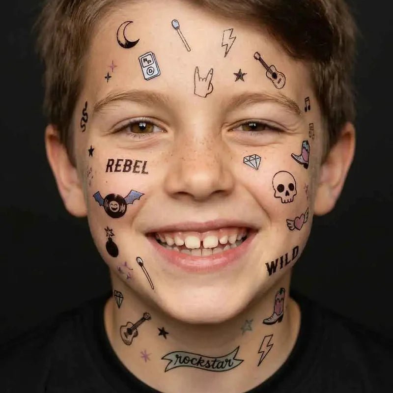 Plaktattoos Flash Tattoo Wild Rebel - 46 stuks - Kinderschmink en tattoos Omy - In den Olifant