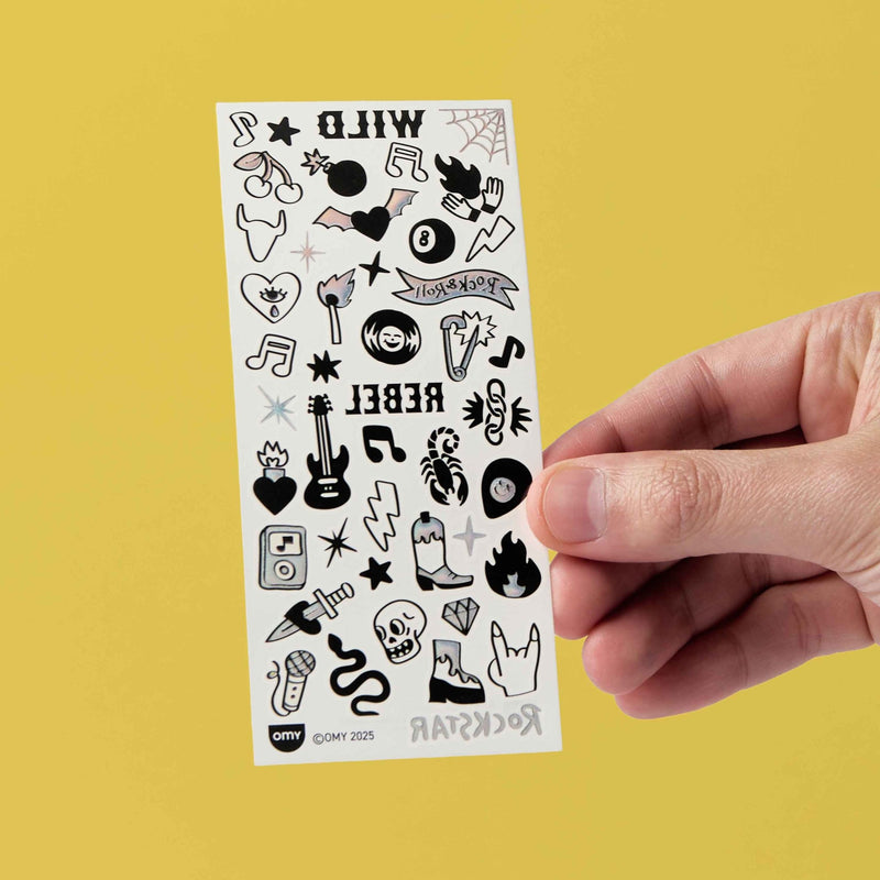 Plaktattoos Flash Tattoo Wild Rebel - 46 stuks - Kinderschmink en tattoos Omy - In den Olifant