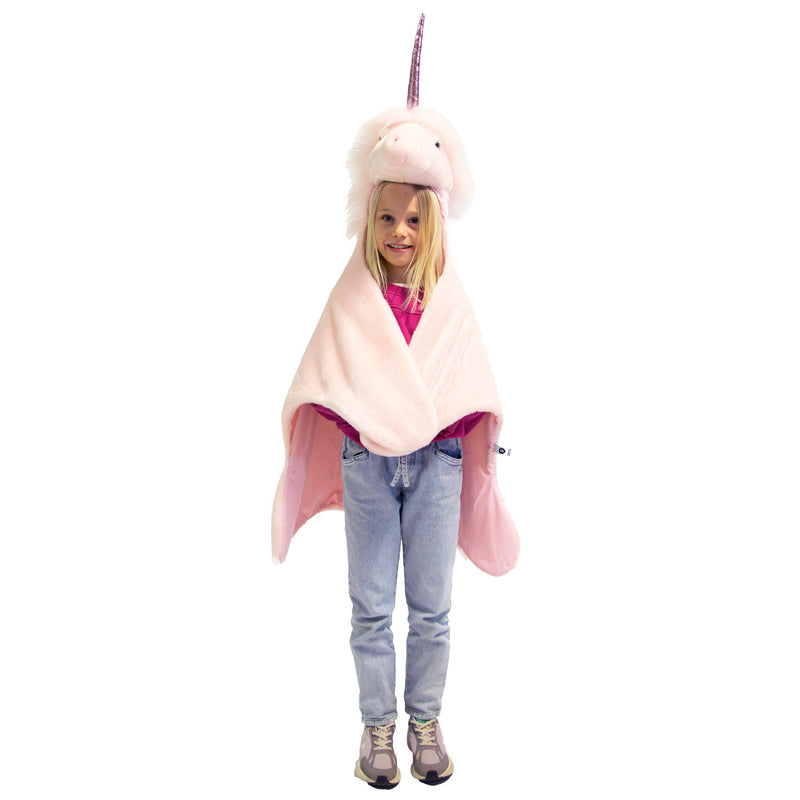 Pluche verkleedcape Roze Eenhoorn - Verkleedcapes Wild & Soft - In den Olifant