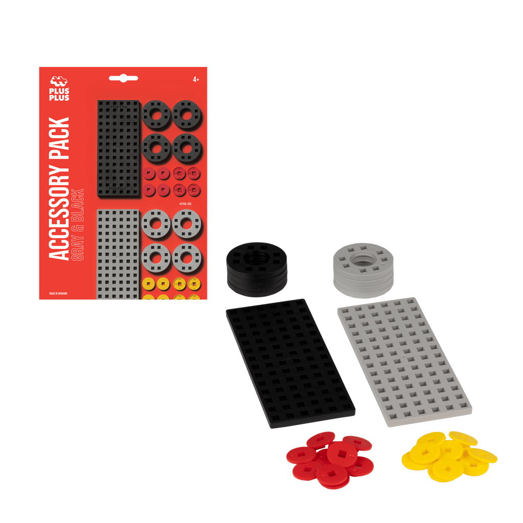 Plus-Plus Accessory Pack Grey/Black Small & Wheels - 26 stuks - Bouwsets Plus-Plus - In den Olifant