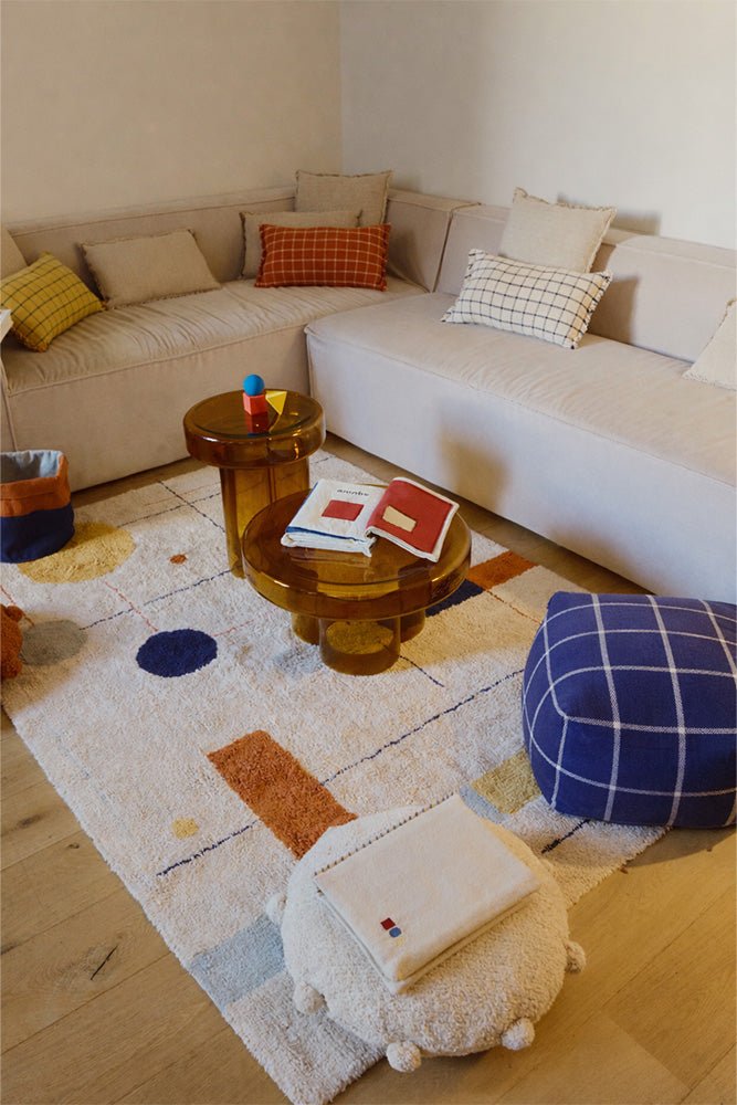 Poef Geo Block Navy Blue - 45 x 45 cm - Poefs en kinderzetels Lorena Canals - In den Olifant