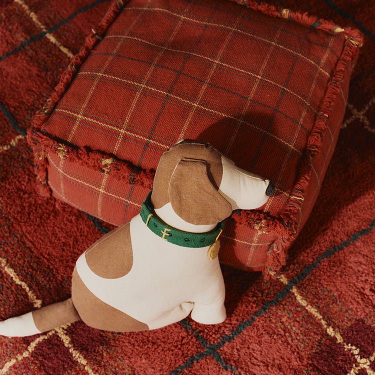 Poef Handloom Pouf Mapple Red - 40 x 40 x 20 cm - Kinderzetels en poefs Lorena Canals - In den Olifant