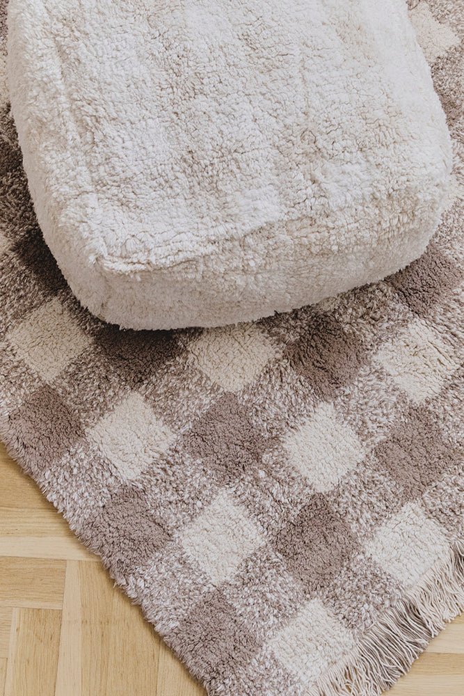 Poef Vichy Ivory - 40 x 40 x 20 cm - Kinderzetels en poefs Lorena Canals - In den Olifant