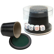 Pokerbeker Leder + Deksel+ Pokerstenen - 9 cm - Dobbelspellen H.O.T. Sports + Toys - In den Olifant