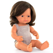 Pop Europees meisje met bruin haar - 38 cm - Babypoppen Miniland - In den Olifant