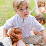 Pop Europees meisje met bruin haar - 38 cm - Babypoppen Miniland - In den Olifant