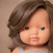 Pop Europees meisje met bruin haar - 38 cm - Babypoppen Miniland - In den Olifant