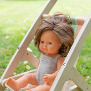 Pop Europees meisje met bruin haar - 38 cm - Babypoppen Miniland - In den Olifant