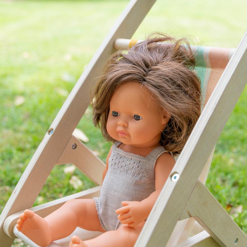 Pop Europees meisje met bruin haar - 38 cm - Babypoppen Miniland - In den Olifant