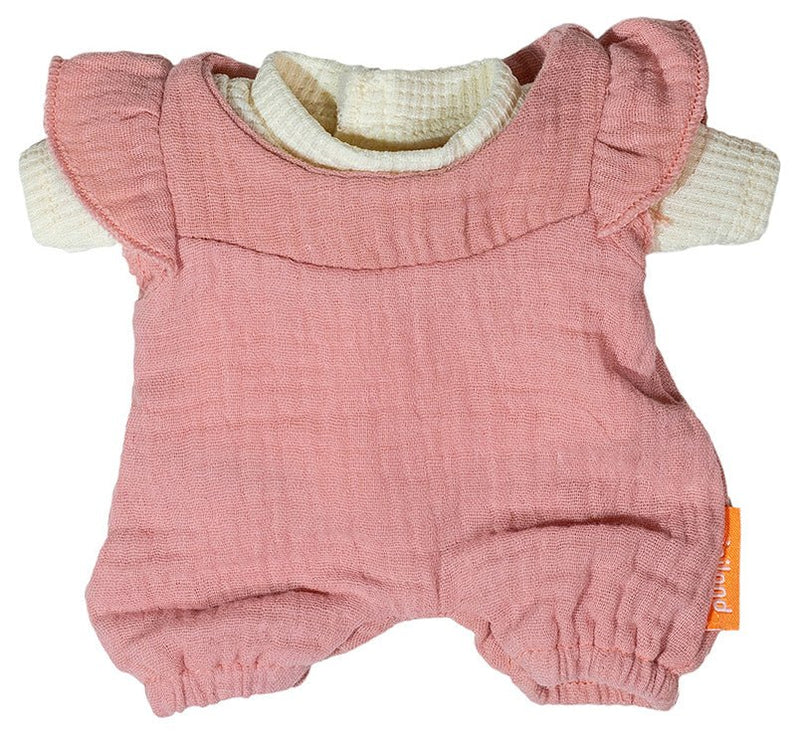 Poppen romper en t-shirt roze en ecru - voor popjes van 21 cm - Poppenkleding Miniland - In den Olifant