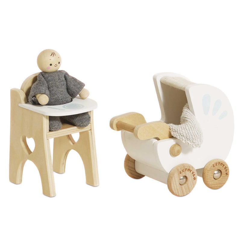 Poppenhuismeubels Babykamer - 4 delig - Poppenhuismeubels en accessoires Le Toy Van - In den Olifant