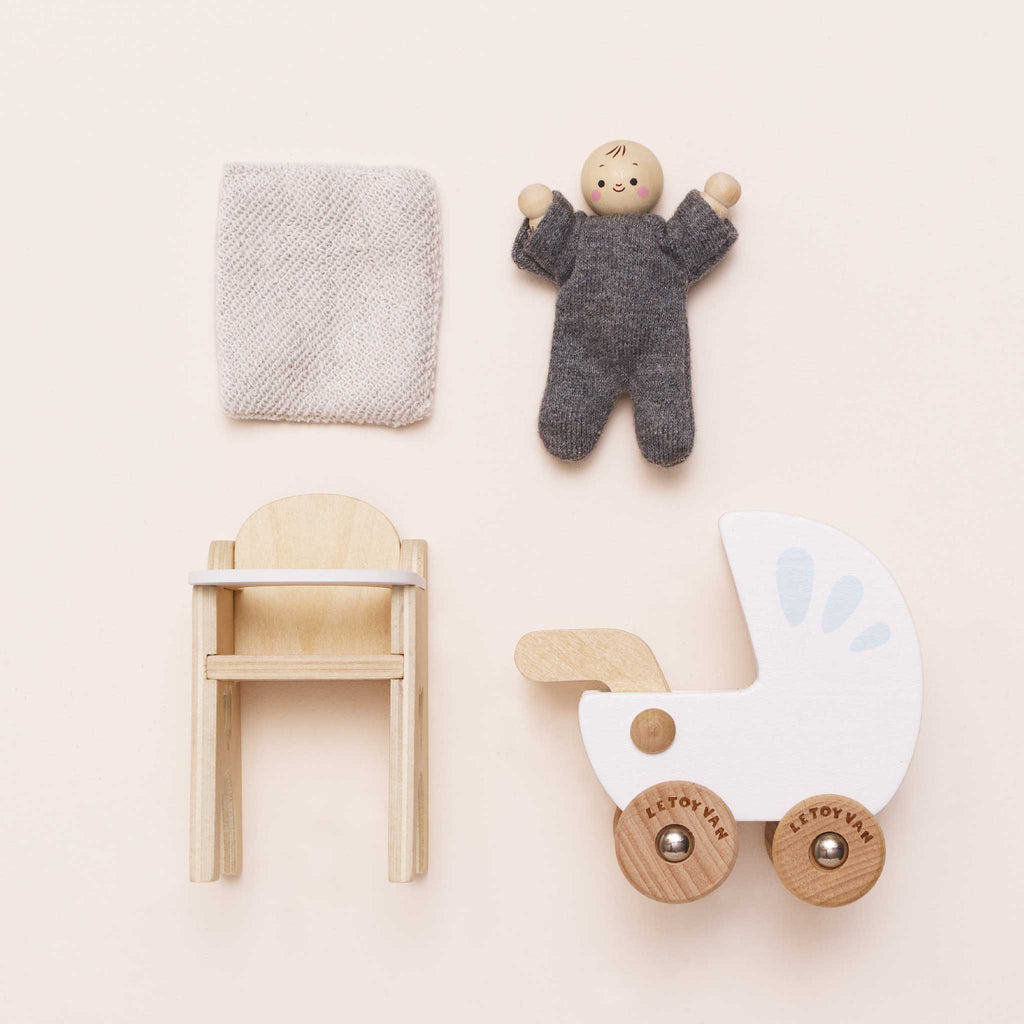 Poppenhuismeubels Babykamer - 4 delig - Poppenhuismeubels en accessoires Le Toy Van - In den Olifant