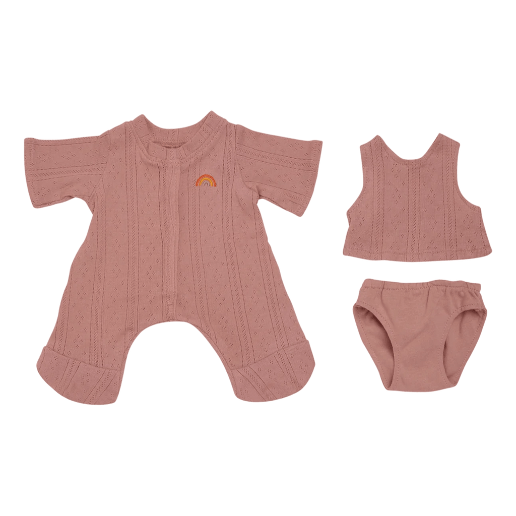 Poppenkledij set Dinkum Dolls Pointelle PJ Set Rose - Poppenkleding Olli Ella - In den Olifant