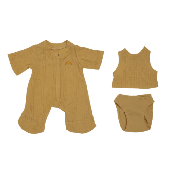 Poppenkleertjes Dinkum Dolls - Pointelle PJ Set Honey - Poppenkleding Olli Ella - In den Olifant