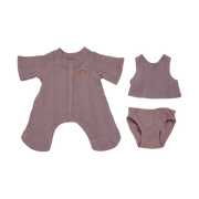 Poppenkleertjes Dinkum Dolls Pointelle PJ Set - Lavender - Poppenkleding Olli Ella - In den Olifant