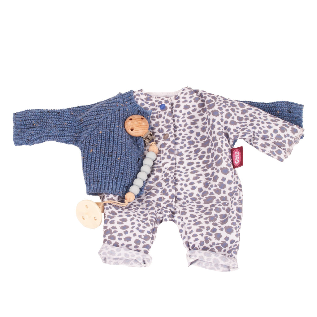 Poppenoutfit Boutique Combi Blue Tiger - voor babypoppen 30 - 33 cm - Poppenkleding Götz - In den Olifant