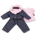 Poppenoutfit Boutique Combi Jeans and flowers - voor staanpoppen 45 - 50 cm - Poppenkleding Götz - In den Olifant