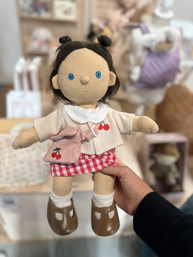 Poppenoutfit Cherry Gingham Outfit Set - 35 cm - Poppenkleding Olli Ella - In den Olifant