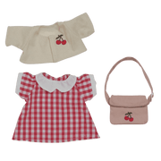 Poppenoutfit Cherry Gingham Outfit Set - 35 cm - Poppenkleding Olli Ella - In den Olifant