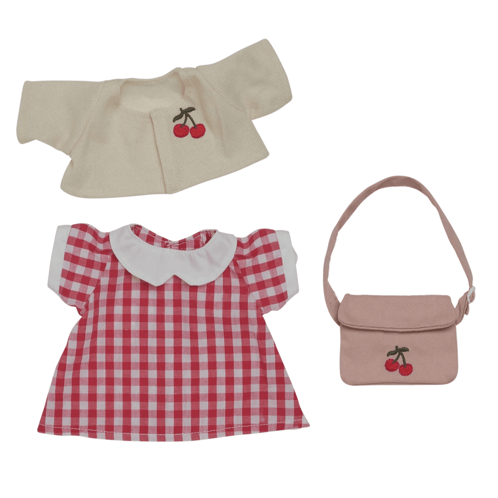 Poppenoutfit Cherry Gingham Outfit Set - 35 cm - Poppenkleding Olli Ella - In den Olifant