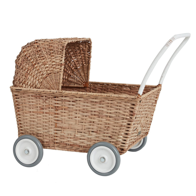 Poppenwagen - Rattan Strolley Natural - Poppenaccessoires Olli Ella - In den Olifant