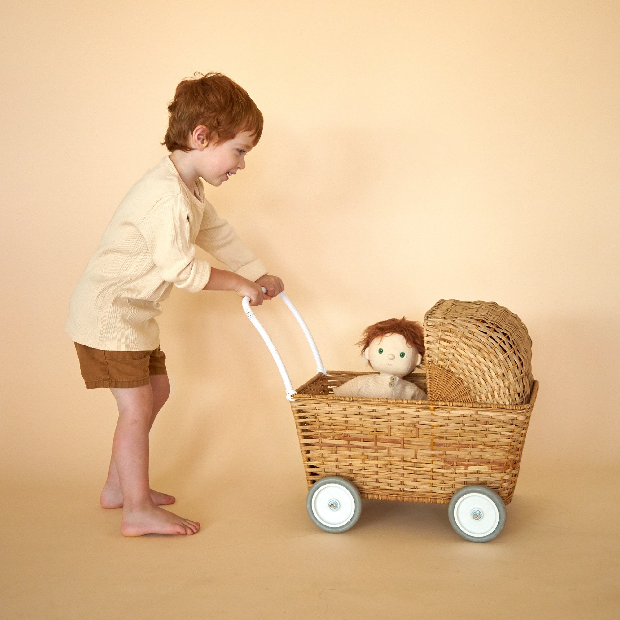Olli Ella Rattan Doll Stroller Rattan Strolley Natural | In den