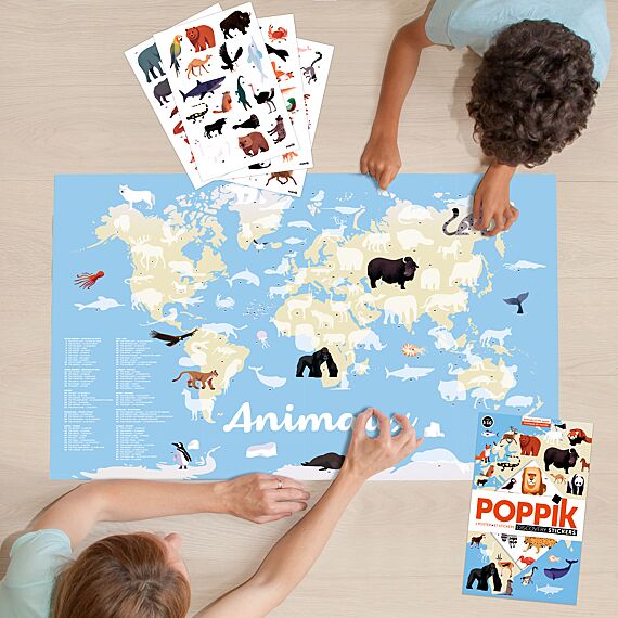 Educatieve Xxl Poster + 42 Stickers Animals Of The World | 5-12 Jaar