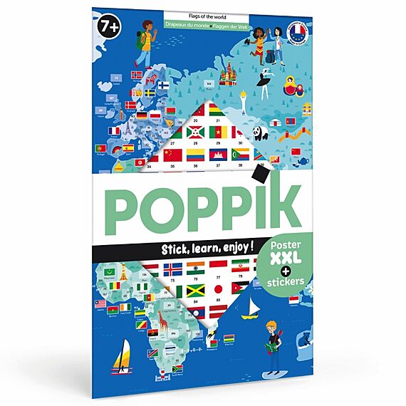 Educatieve Xxl Poster + 200 Stickers Flags | 6-12 Jaar