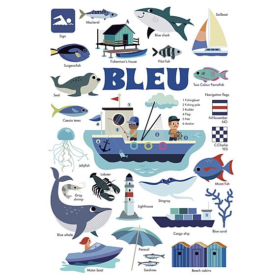 Mini Discovery Poster + 26 Stickers Blue | 3-8 Jaar