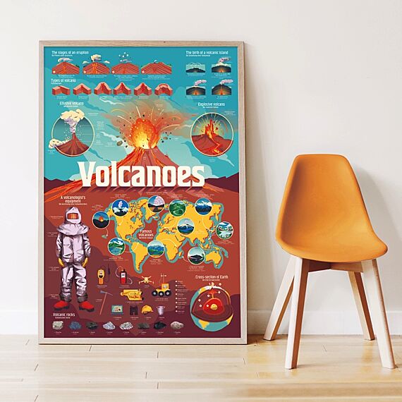 Educatieve Xxl Poster + 51 Stickers Volcanoes | 7-12 Jaar