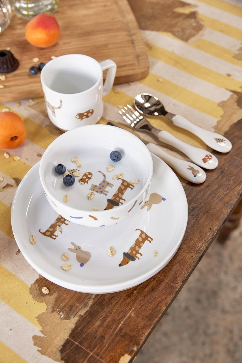 Porseleinen eetset met siliconen antislip Little Mateys Royal Blue - set van 3 - Aan tafel Lässig - In den Olifant