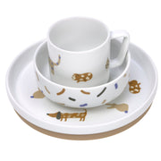 Porseleinen eetset met siliconen antislip Little Mateys Royal Blue - set van 3 - Aan tafel Lässig - In den Olifant