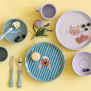 Porseleinen eetset met siliconen antislip Tiny Team Cat - set van 3 - Aan tafel Lässig - In den Olifant