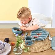 Porseleinen eetset met siliconen antislip Tiny Team Dog - set van 3 - Aan tafel Lässig - In den Olifant