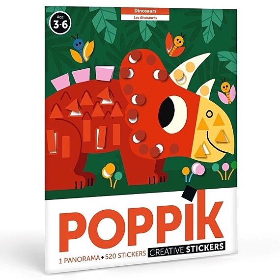 Poster + 520 Stickers Panoramas Dinosaurs | 3 - 6 Jaar - Stickers en stickersets Poppik - In den Olifant