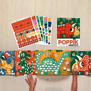 Poster + 520 Stickers Panoramas Dinosaurs | 3 - 6 Jaar - Stickers en stickersets Poppik - In den Olifant