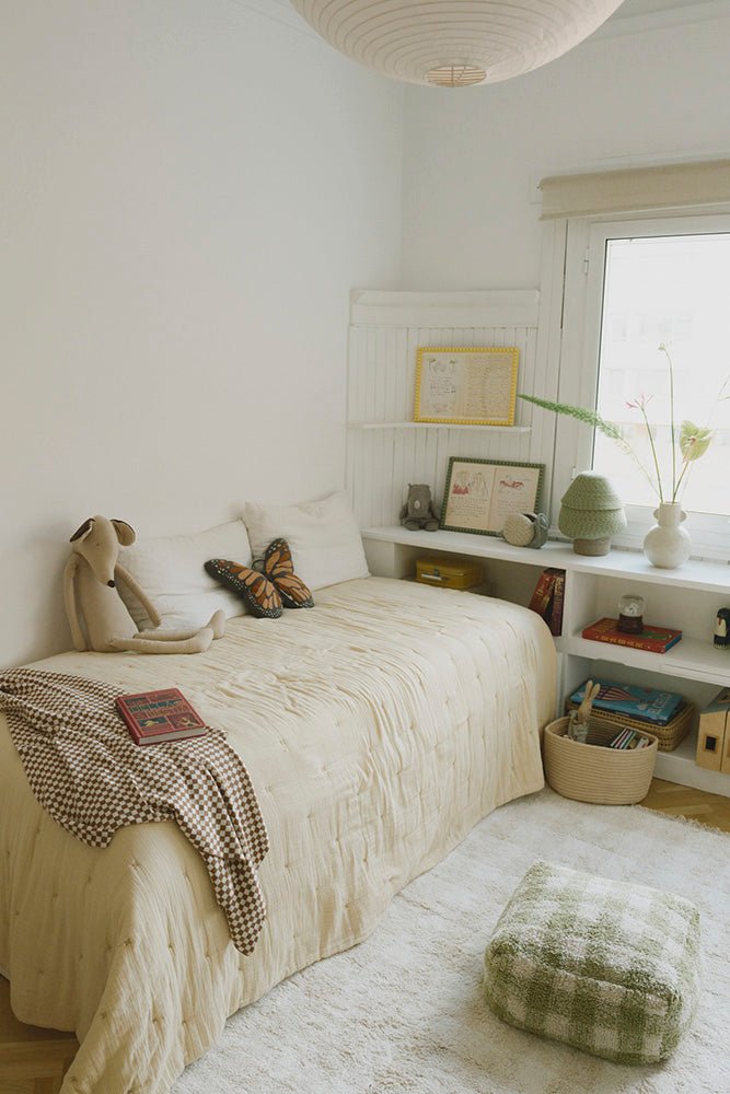 Pouf Vichy Matcha - 40 x 40 x 20 cm - Kinderzetels en poefs Lorena Canals - In den Olifant