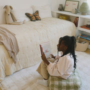 Pouf Vichy Matcha - 40 x 40 x 20 cm - Kinderzetels en poefs Lorena Canals - In den Olifant