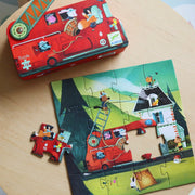 Puzzel in silhouetdoos Brandweerwagen - 16 stukjes - Legpuzzels Djeco - In den Olifant
