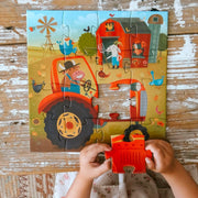 Puzzel in silhouette doos Tractor - 16 stukjes - Legpuzzels Djeco - In den Olifant