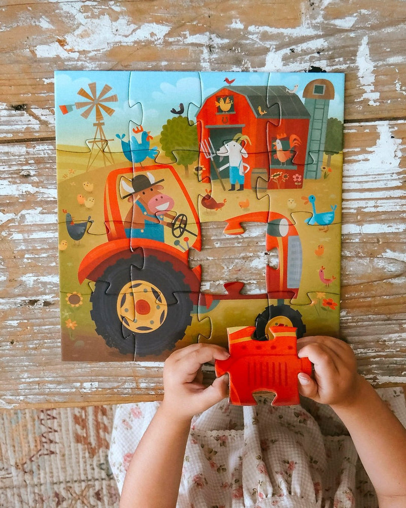 Puzzel in silhouette doos Tractor - 16 stukjes - Legpuzzels Djeco - In den Olifant