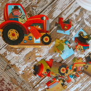 Puzzel in silhouette doos Tractor - 16 stukjes - Legpuzzels Djeco - In den Olifant