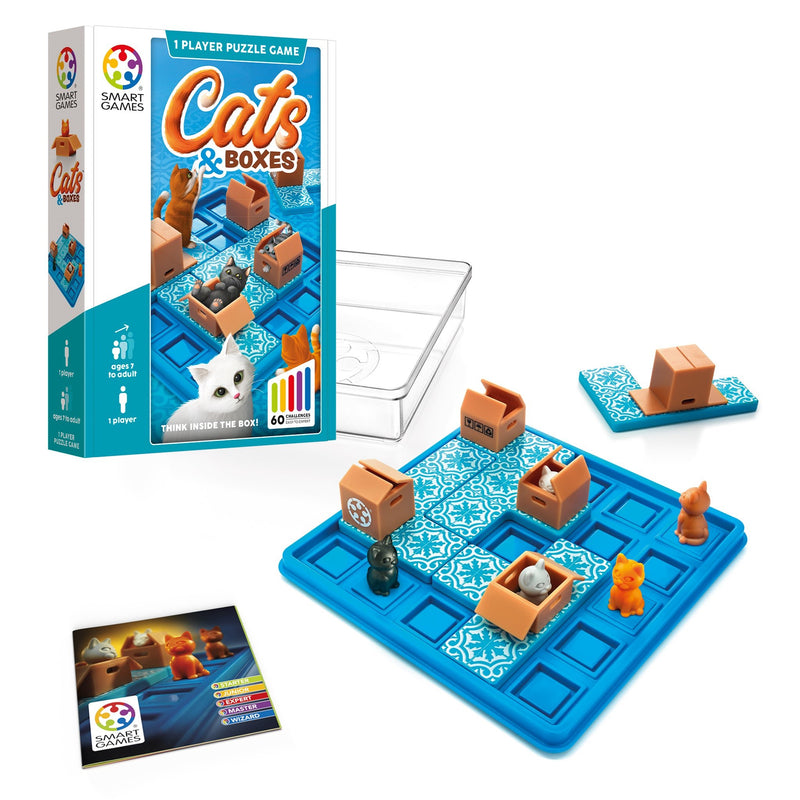 Puzzelspel Cats & Boxes - 60 Opdrachten - Educatieve spelletjes Smart - In den Olifant